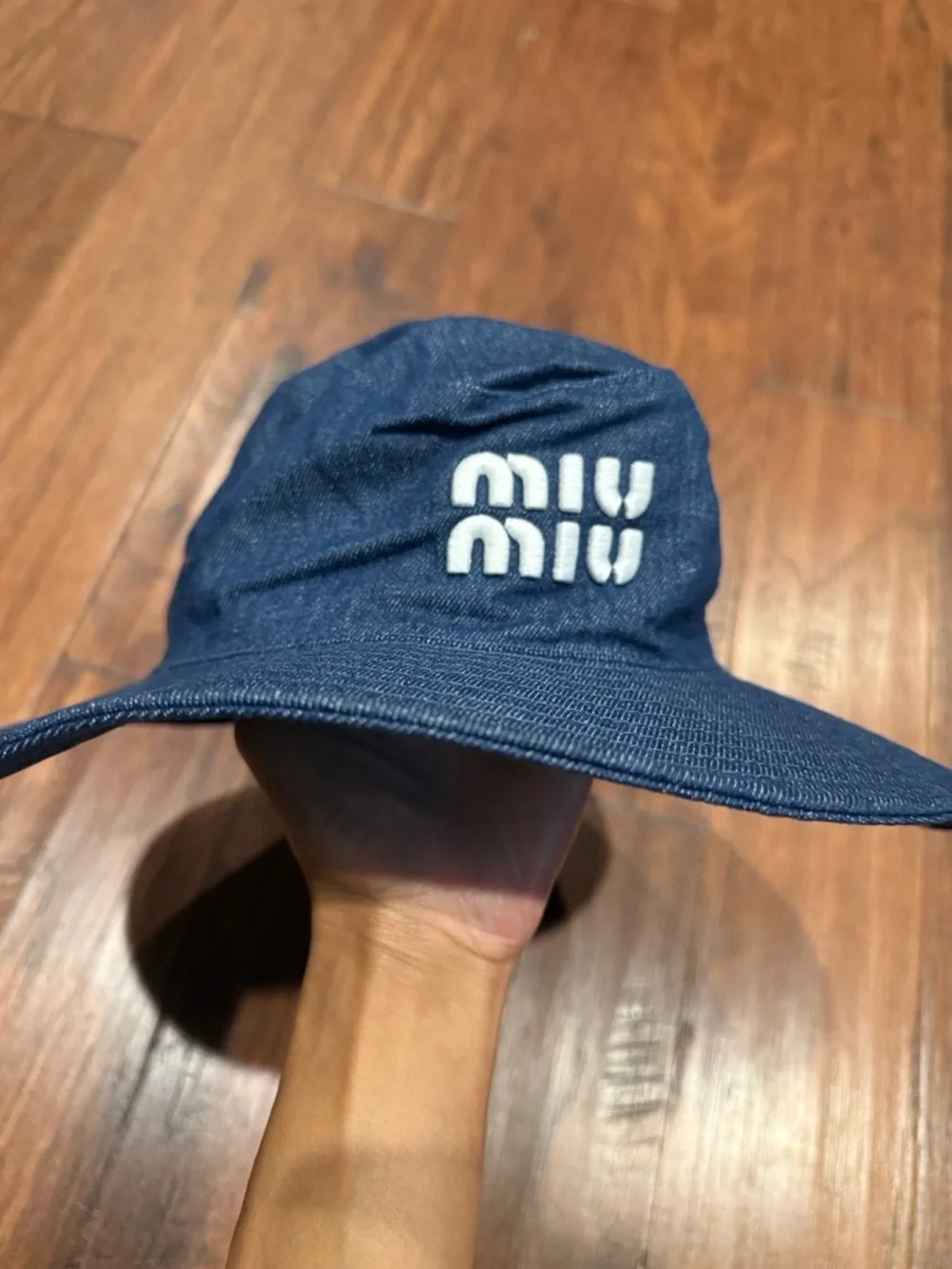 🩷HANDMADE BOUTIQUE HAT🩷 Denim Blue Bucket Hat with White Logo